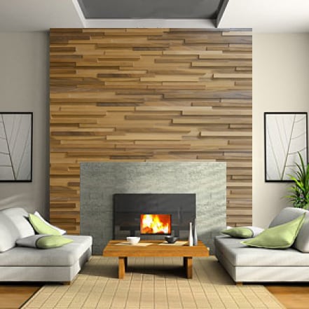 3D Wood Wall Fireplace Accent