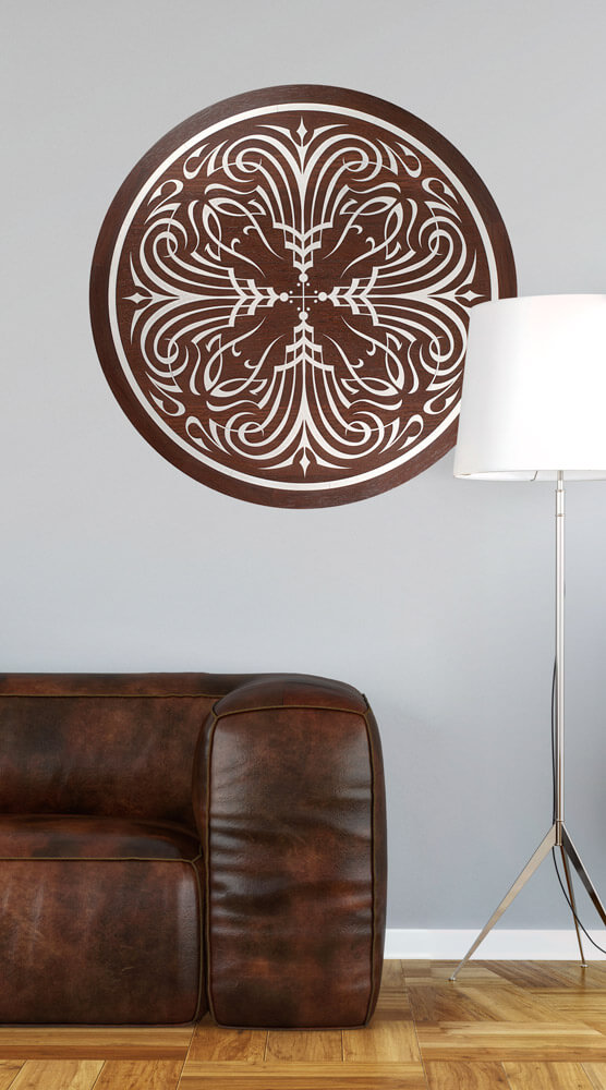 Alhambra Wood and Metal Medallion | Wall Art | Wenge and Aluminum