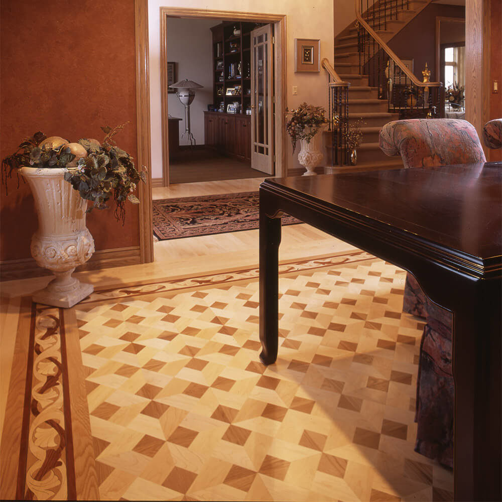 Americana Parquet Tile & Belcourt Floor Border Room Scene | Parquet Flooring