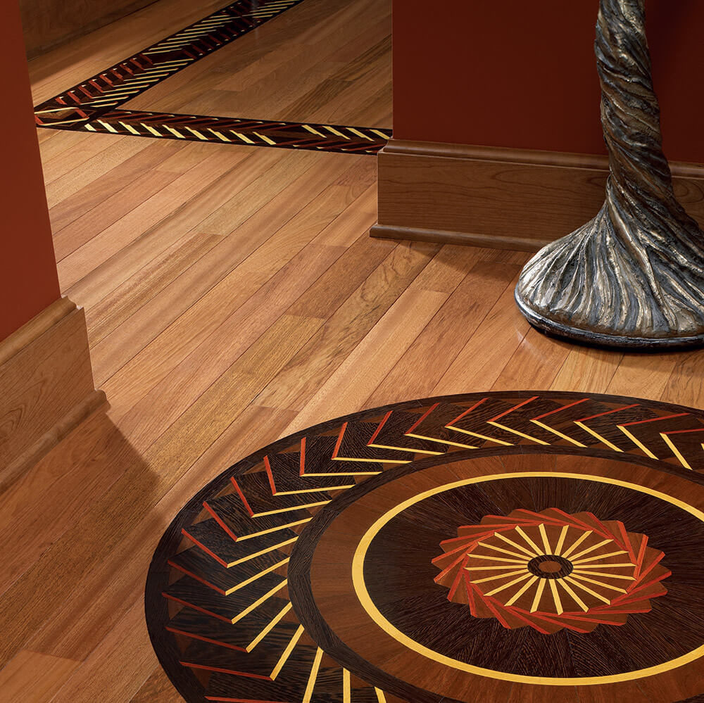 Art Nouveau Wood Inlay Room Scene | Floor Inlay