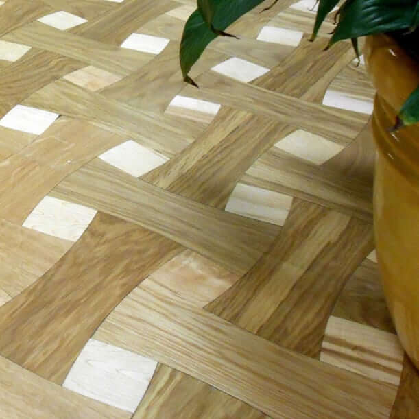 Basketweave Maple and Plain-Sawn White Oak Parquet Tile Room Scene | Parquet Flooring