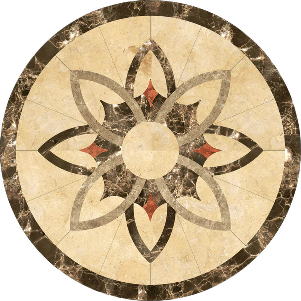 Celina Stone Medallion Tile, Round Tile Floor Medallions