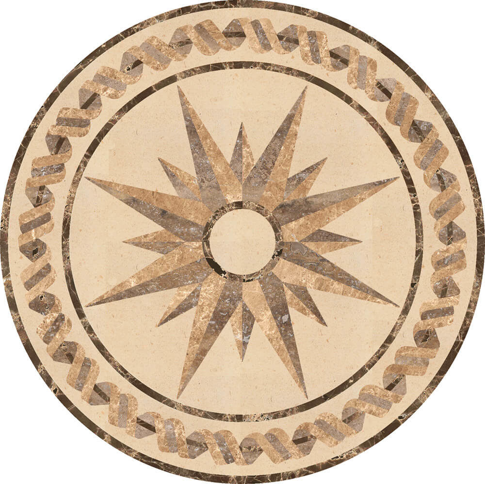Delphinus Travertine, Limestone, and Marble Medallion | Floor Tile Medallion