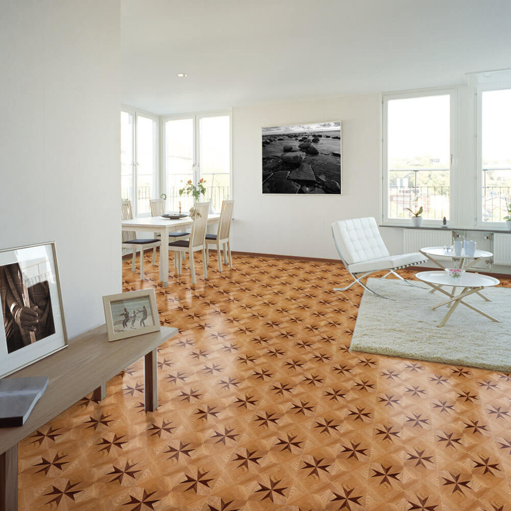 Edinburgh Quarter Sawn White Oak & Walnut Parquet Tile Room Scene | Parquet Flooring