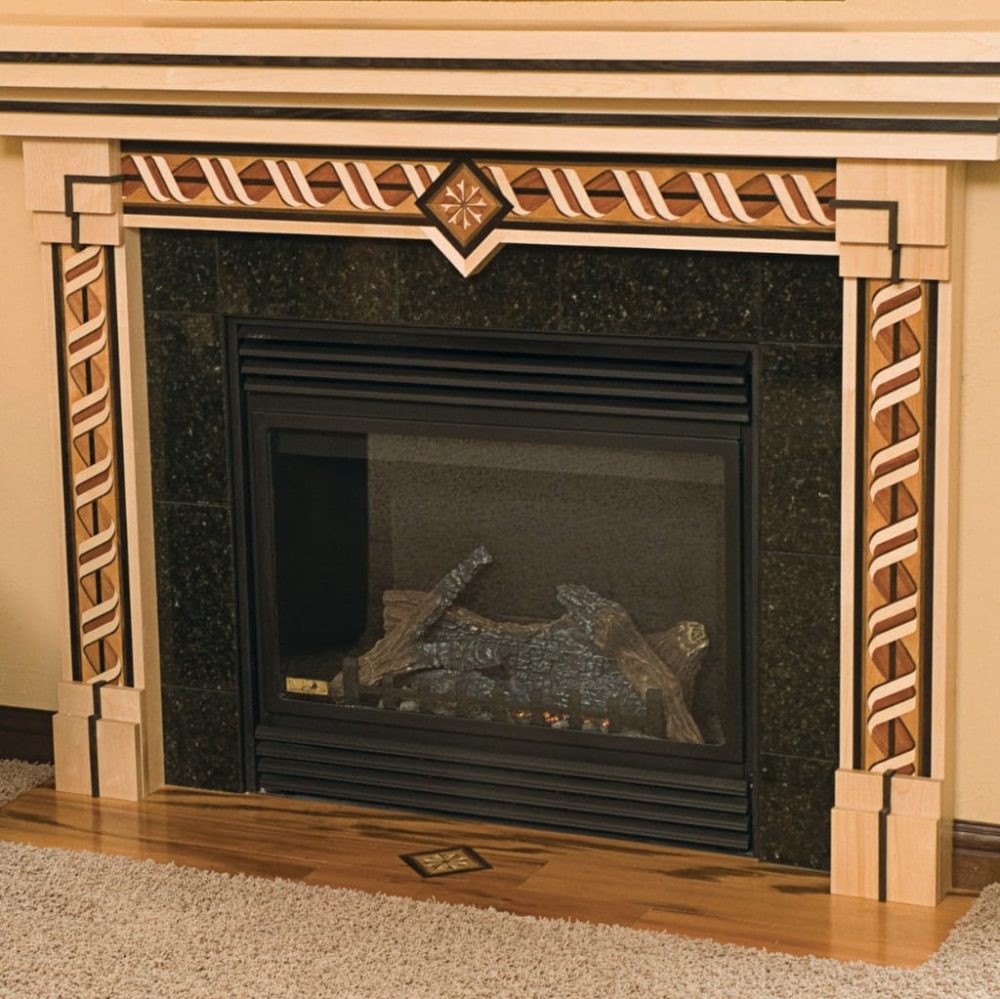 Estancia Wood Border Fireplace Mantle Accent Room Scene
