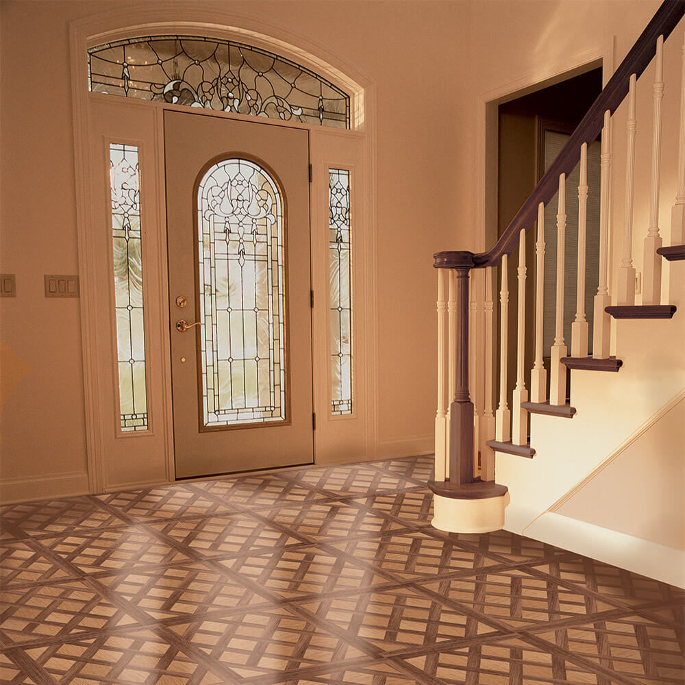 Quartered White Oak & Walnut Fontainebleau Parquet Tile Room Scene | Parquet Flooring