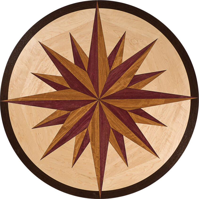 North Star Wood Medallion | Floor Medallion