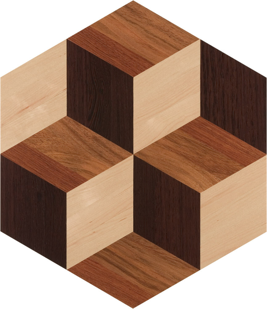 Brazilian Cherry, Maple, & Wenge Rhombus Parquet Tile | Parquet Flooring
