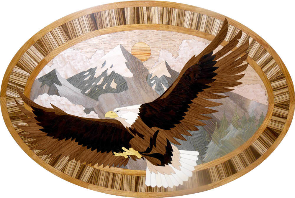 Soaring Eagle Wood Medallion | Floor Medallion
