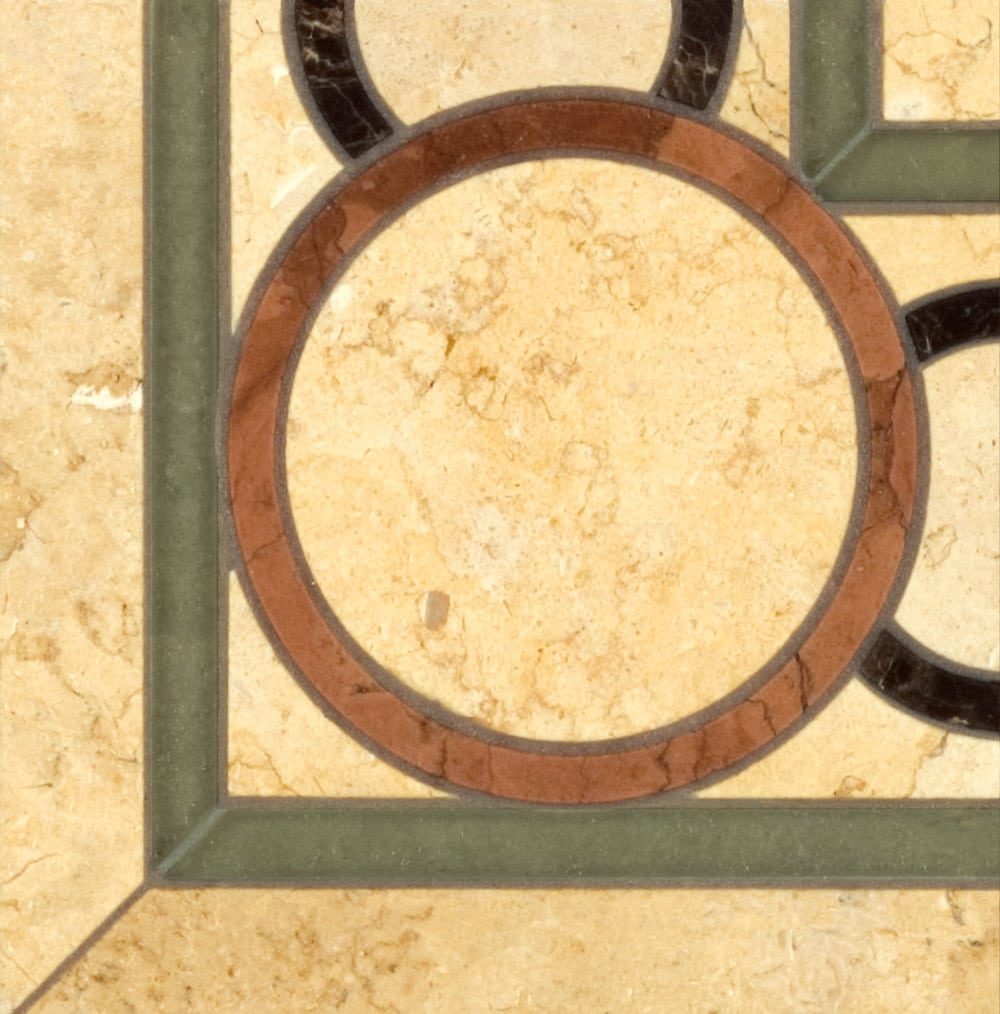 Umbria Glass, Limestone, & Marble Corner | Floor Accent