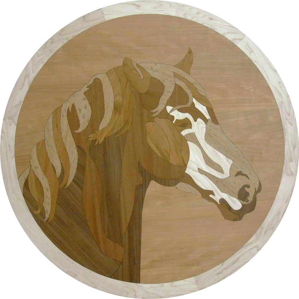 Custom Horse Head Animal Wood Medallion | Floor Medallion