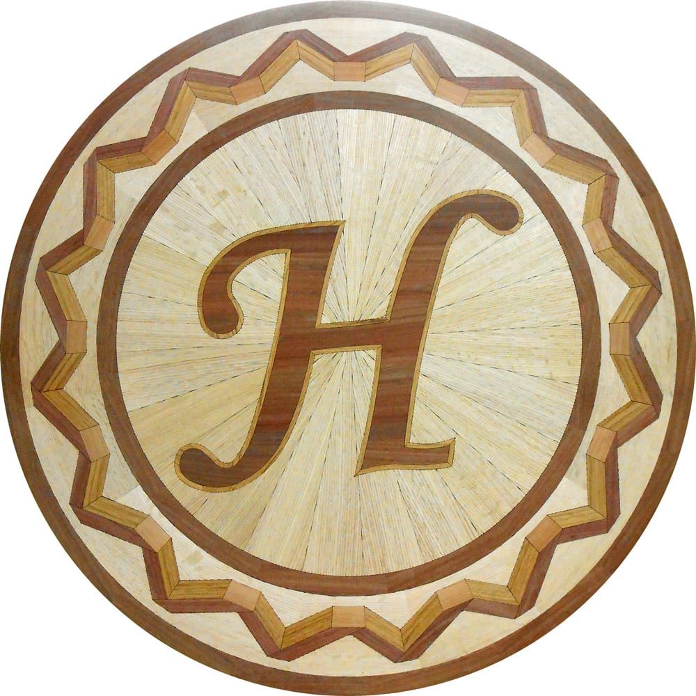 Custom Letter H Initial Wood Medallion | Floor Medallion