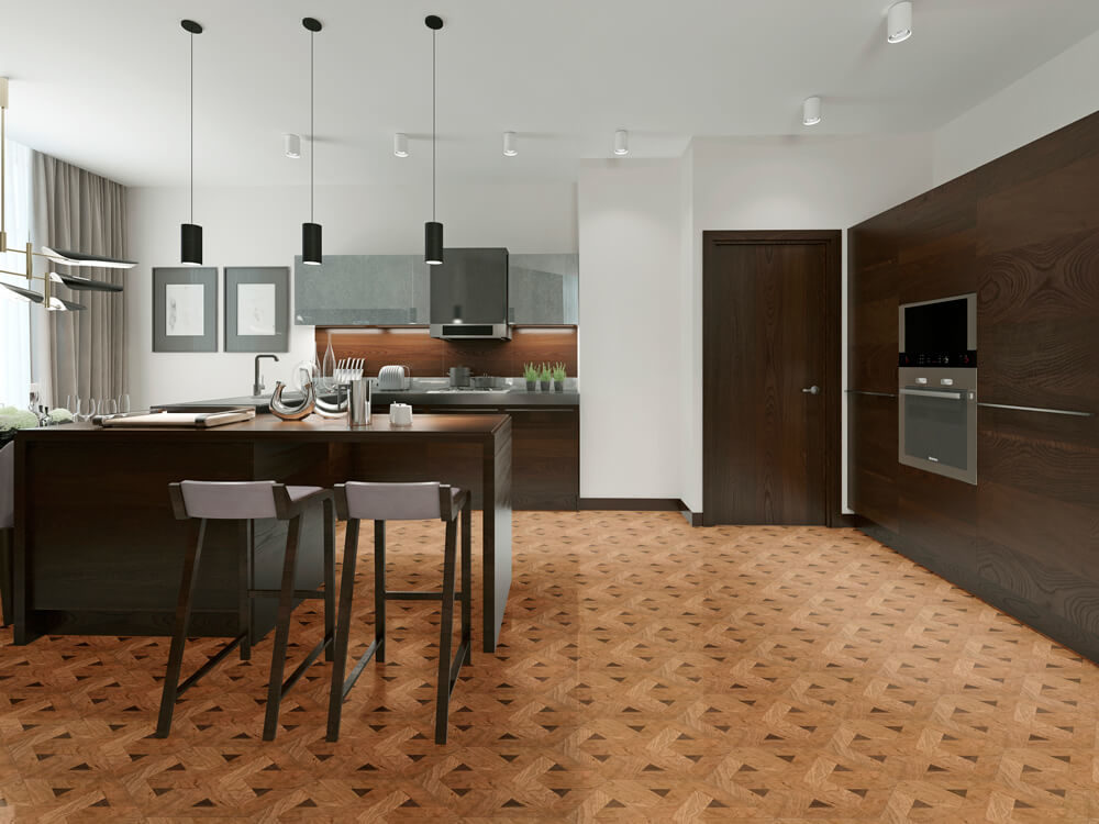 American Cherry & Walnut Parquet Tile Room Scene | Parquet Flooring