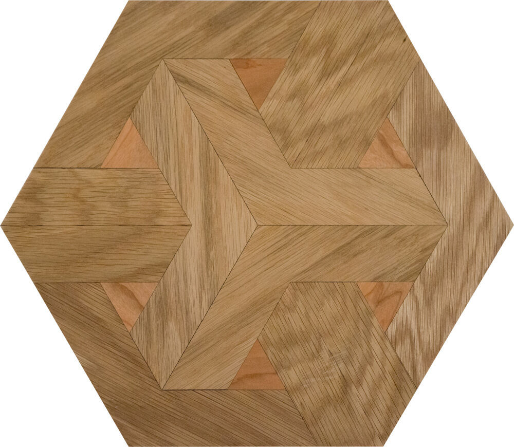 White Oak and American Cherry Modern Hexagon Parquet Tile | Parquet Flooring