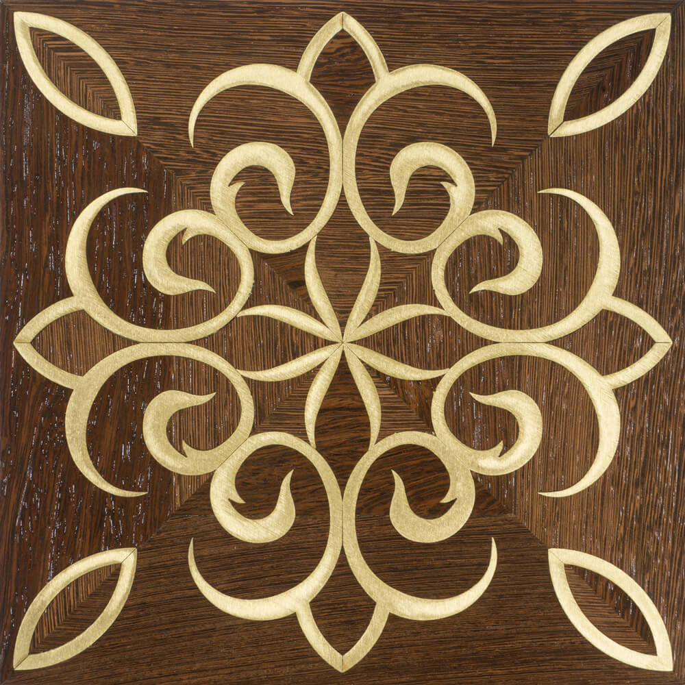 Wenge & Brass Ornamental Parquet Tile | Parquet Flooring