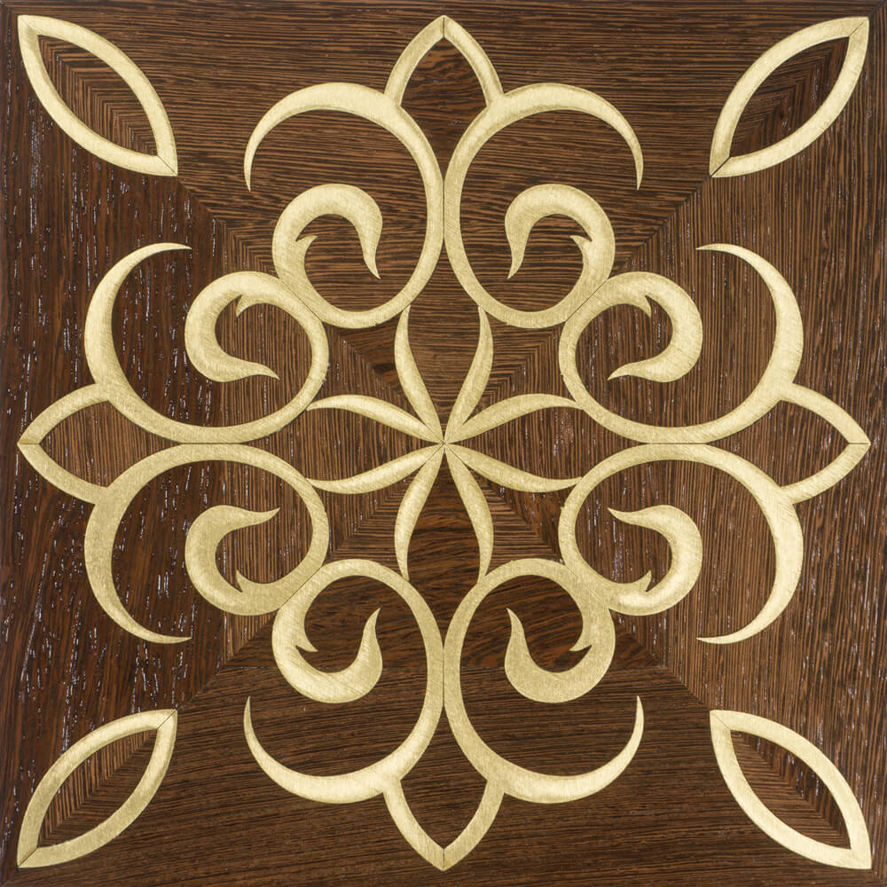Wenge & Brass Ornamental Parquet Tile | Parquet Flooring