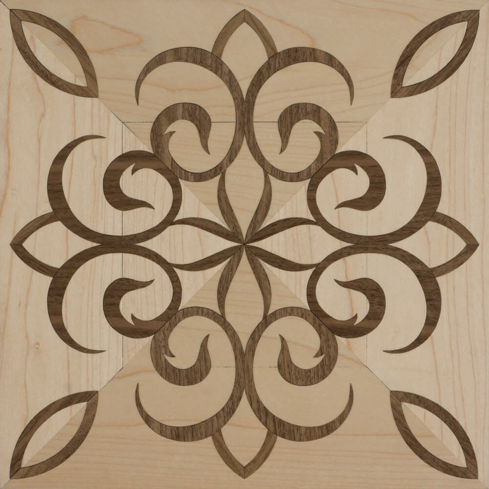 Maple & Walnut Ornamental Parquet Tile | Parquet Flooring