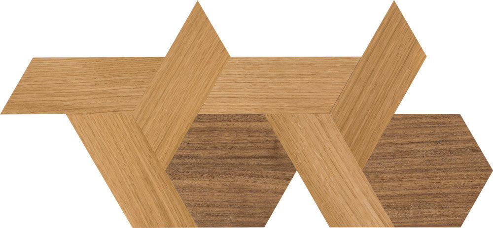Walnut & White Oak Triaxial Woven Parquet Grid | Parquet Flooring