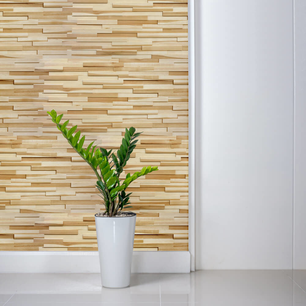 Hickory 3D Wood Wall Up Close Room Scene | Wood Wall Coverings