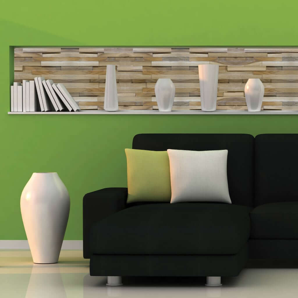 Hickory 3D Wood Wall Paneling Room Scene | Wood Wall Coverings