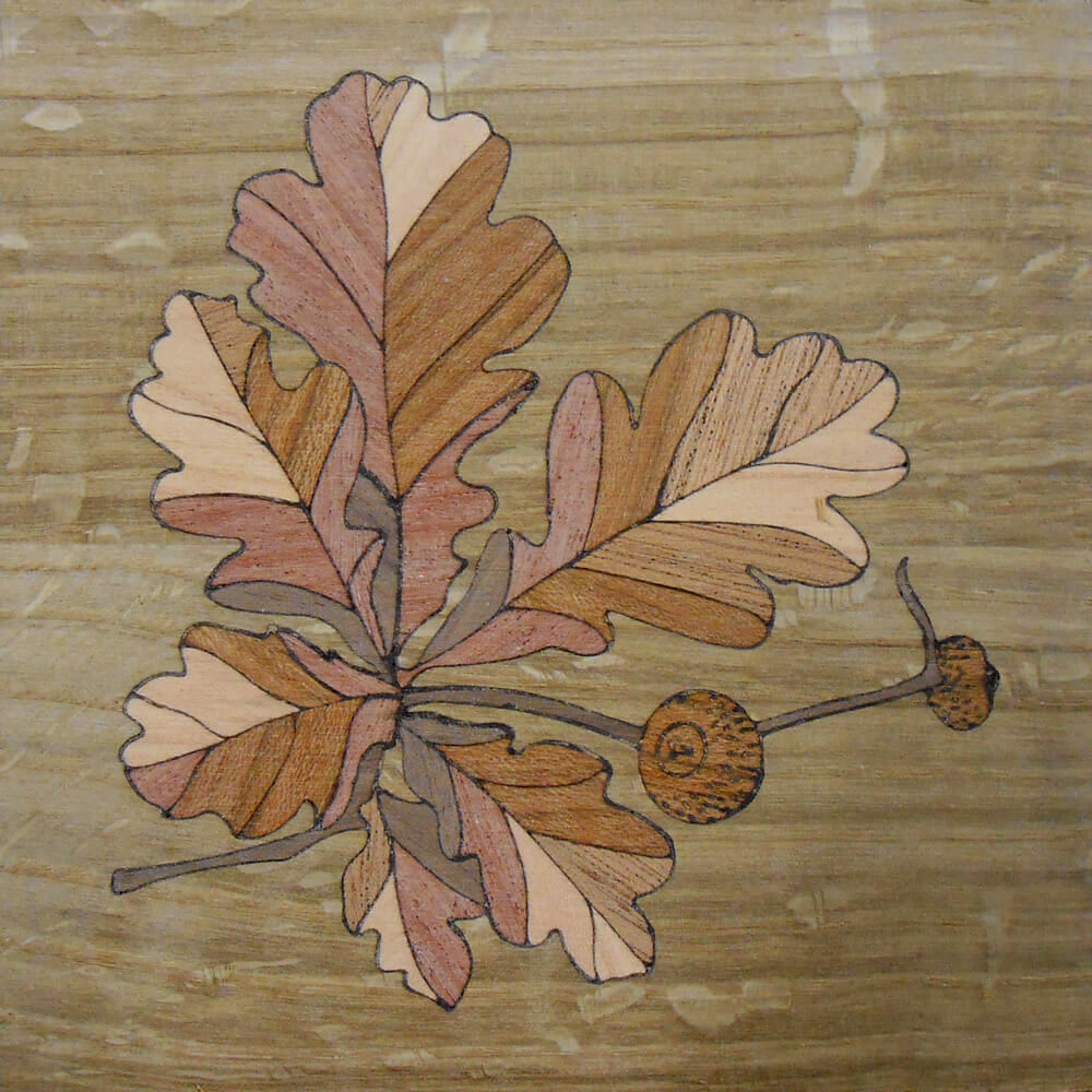 Custom Oak Leaf and Acorn Wood Corner | Floor Corner Accent
