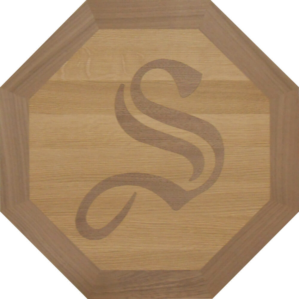 Custom Letter S Octagon Initial Wood Medallion | Floor Medallion