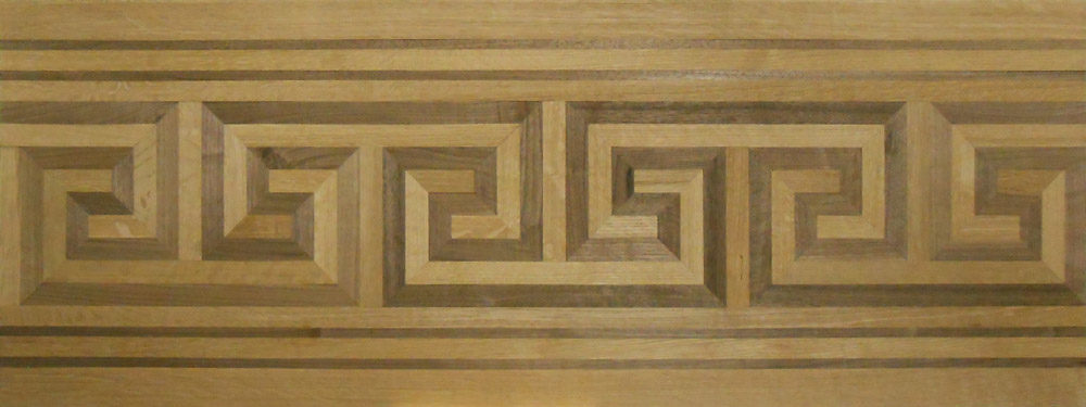 Custom Geometric Greek Key Wood Border | Floor Border
