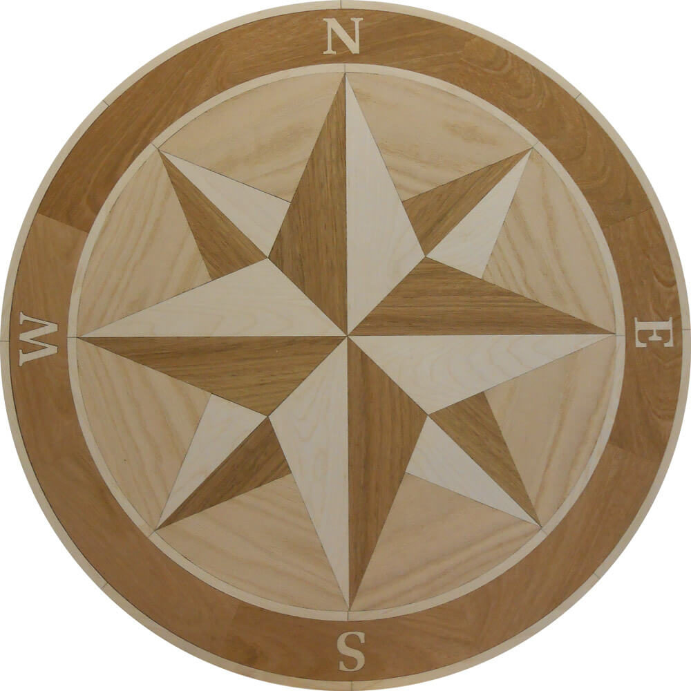 Custom Brant Point Compass Wood Medallion 2 | Floor Medallion
