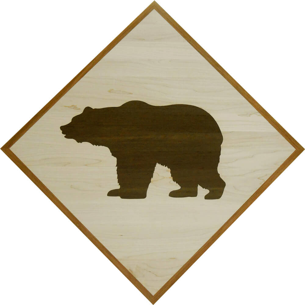 Custom Bear Silhouette Diamond Animal Wood Medallion | Floor Medallion