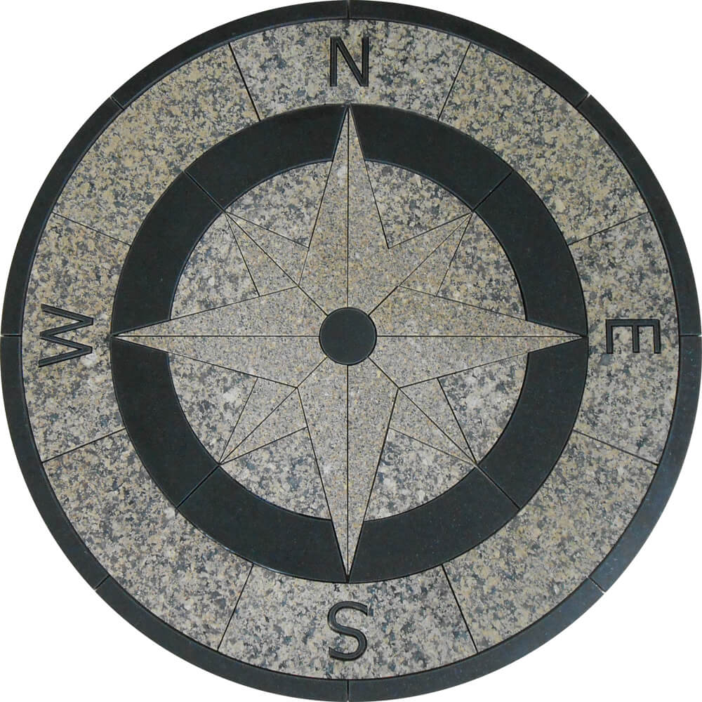Custom Compass Nautical Stone Medallion | Stone Tile Medallion