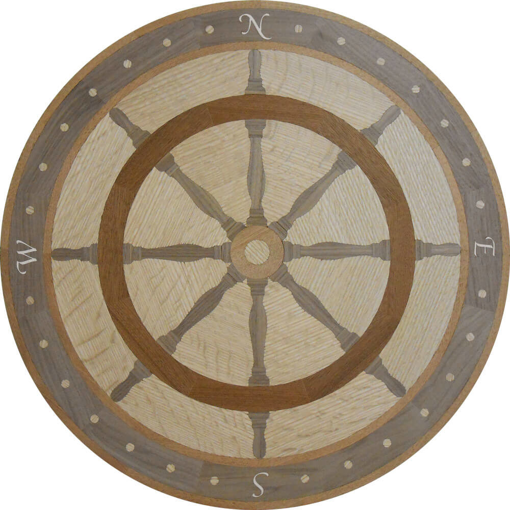 Custom Nautical Compass Wood Medallion 2 | Floor Medallion