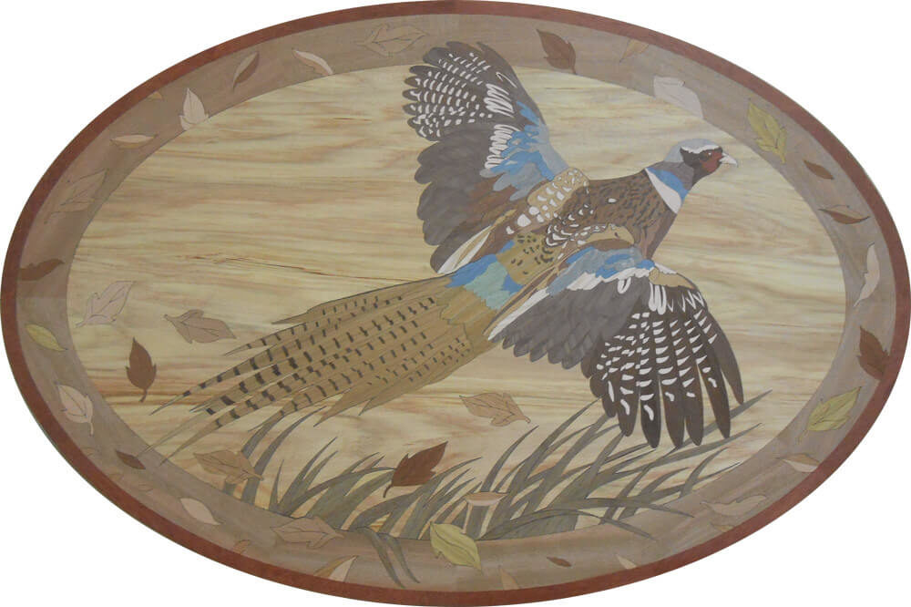 Custom Pheasant Wood Medallion | Floor Medallion