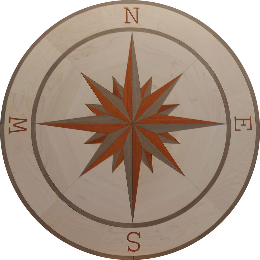 Custom Compass Rose Wood Medallion 4 | Floor Medallion