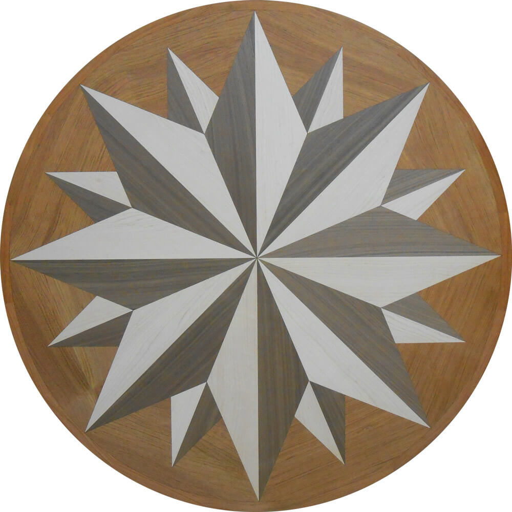 Custom 16-Point Star Wood Medallion | Floor Medallion