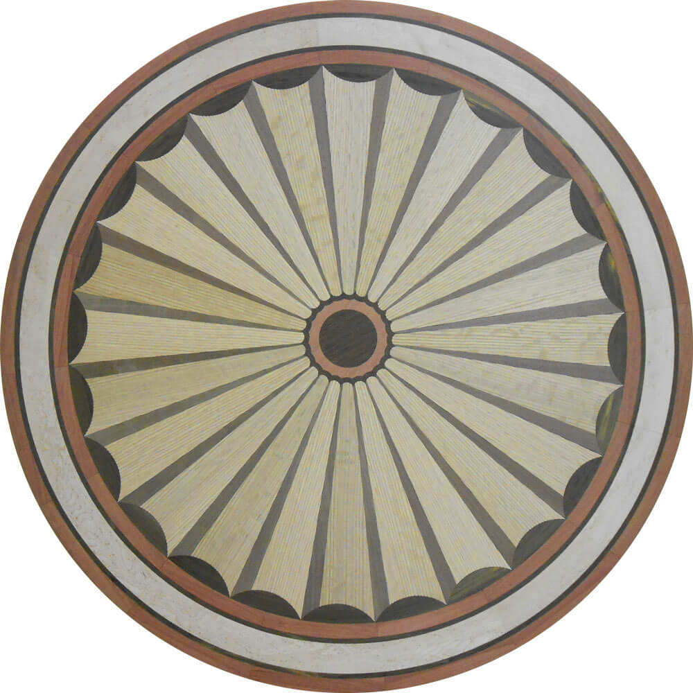 Custom Circular Fan Wood Medallion | Floor Medallion