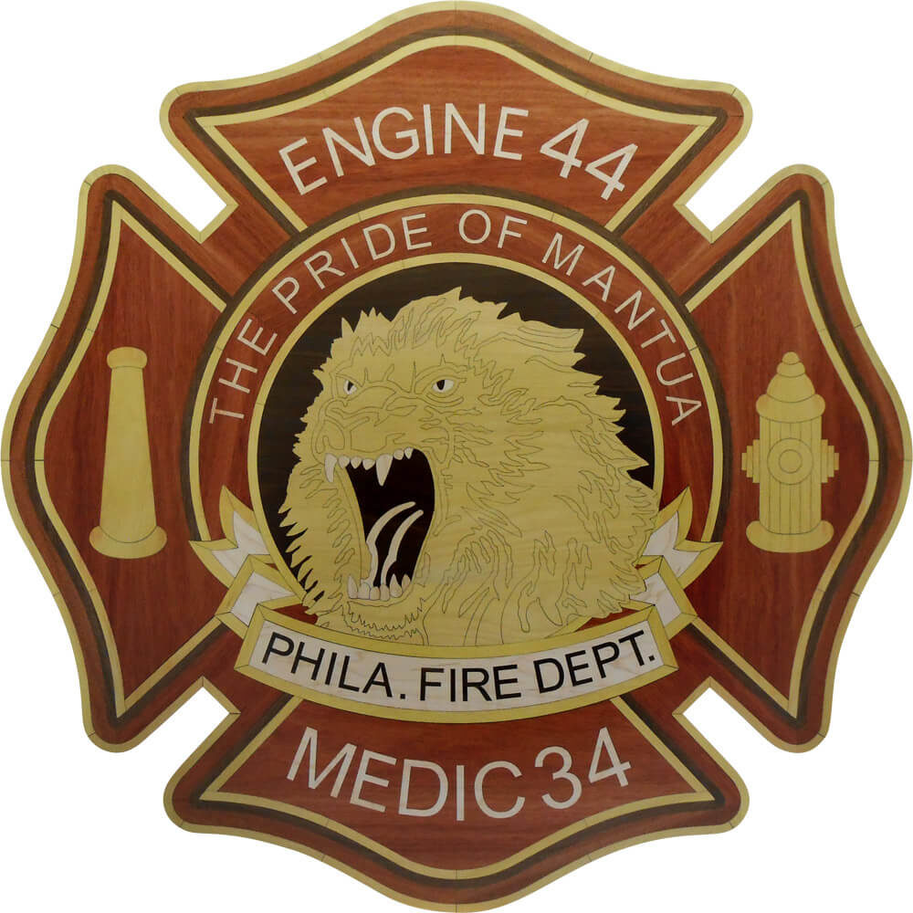 Custom Fire Station Logo Wood Medallion | Floor Medallion