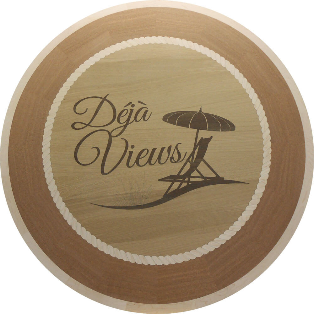 Custom Deja Views Logo Wood Medallion | Floor Medallion