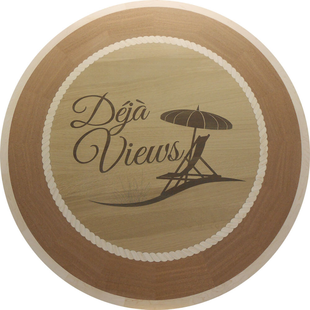 Custom Deja Views Logo Wood Medallion | Floor Medallion