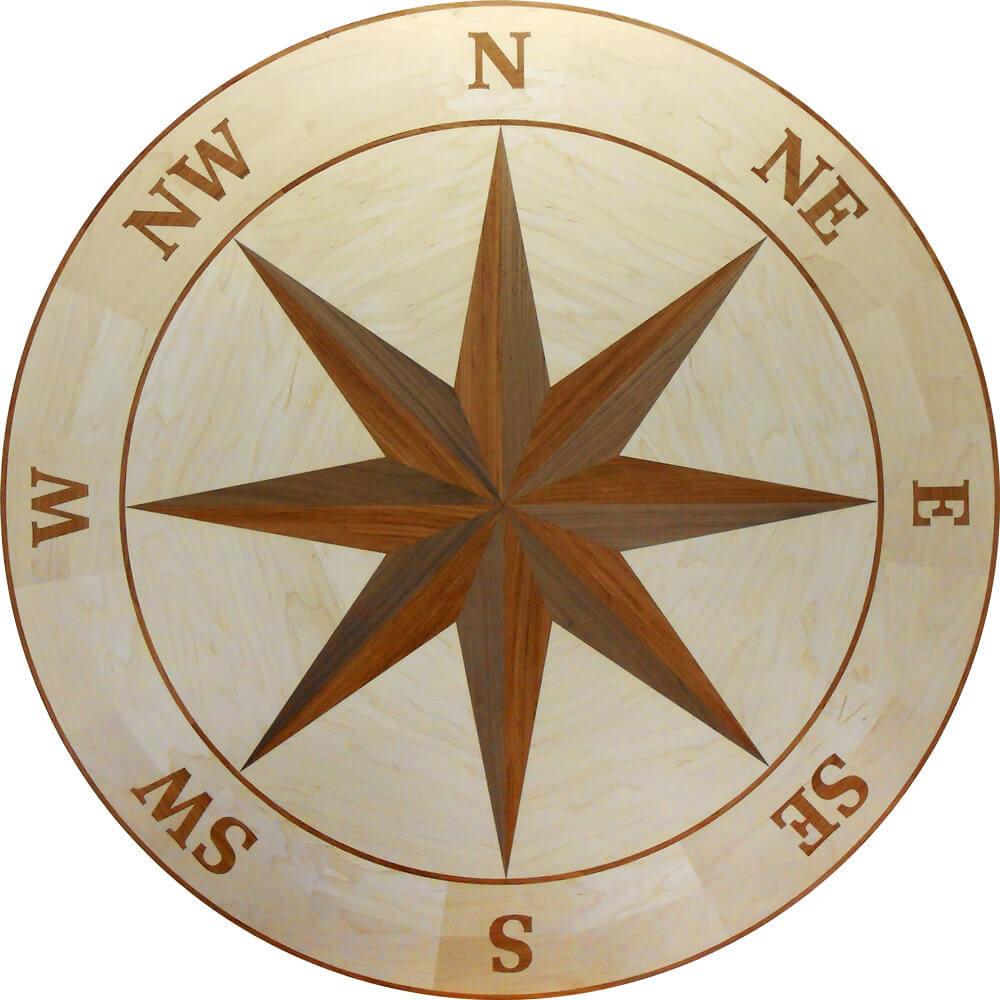 Custom Seaborne Compass Wood Medallion | Floor Medallion