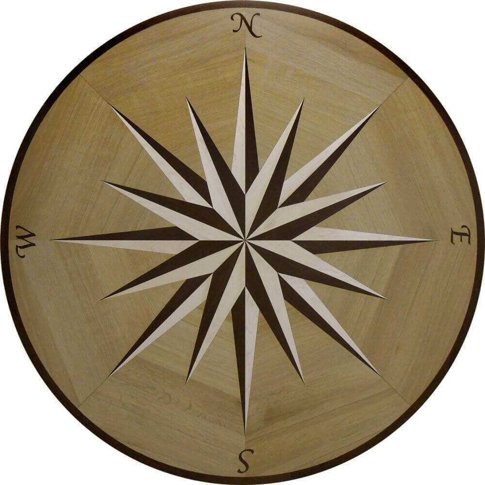 Custom Chatham Compass Wood Medallion 4 | Floor Medallion