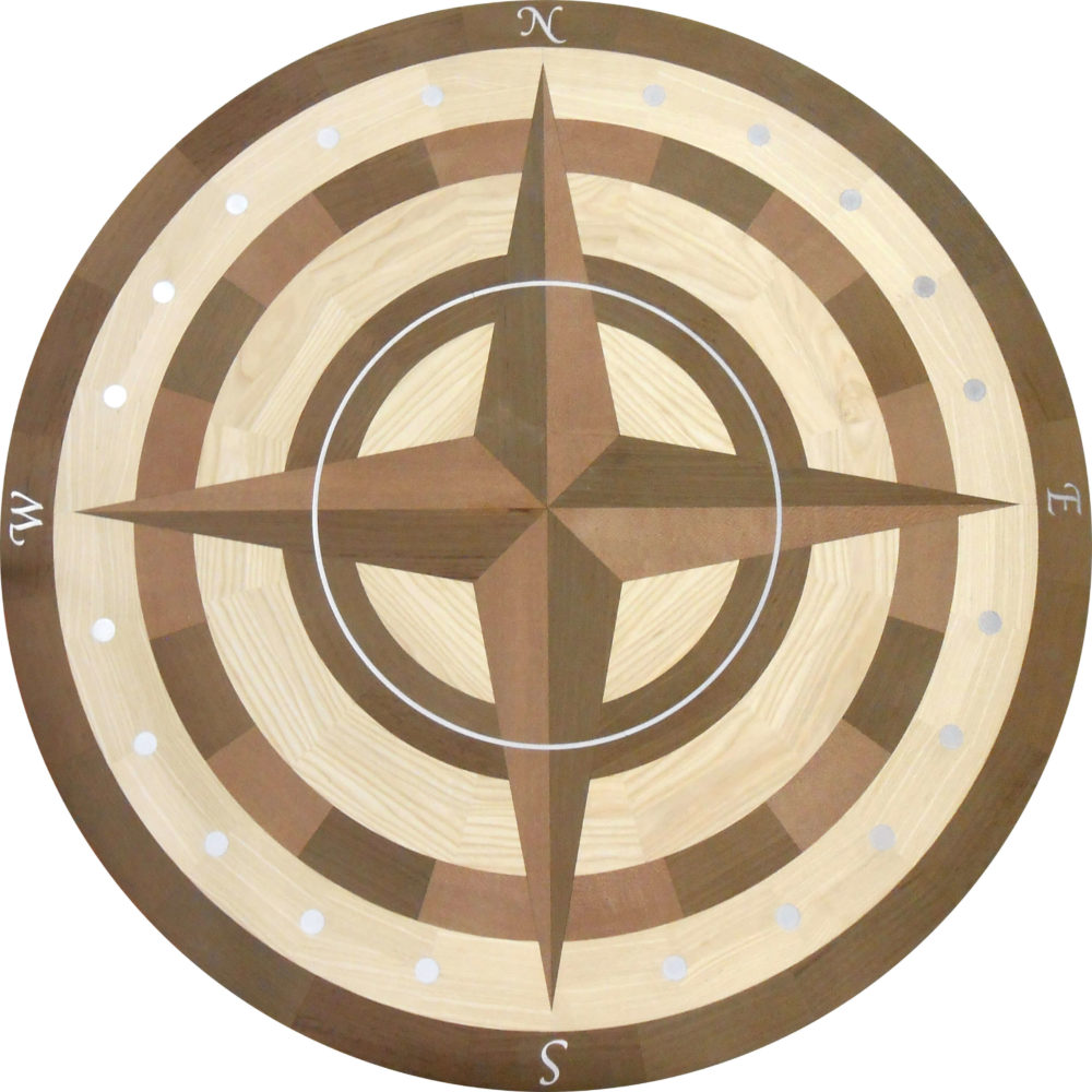 Custom Cape Cod Compass Wood Medallion | Floor Medallion