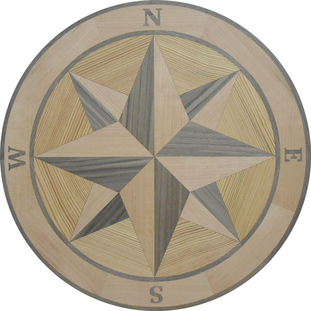 Custom Brant Point Compass Wood Medallion | Floor Medallion