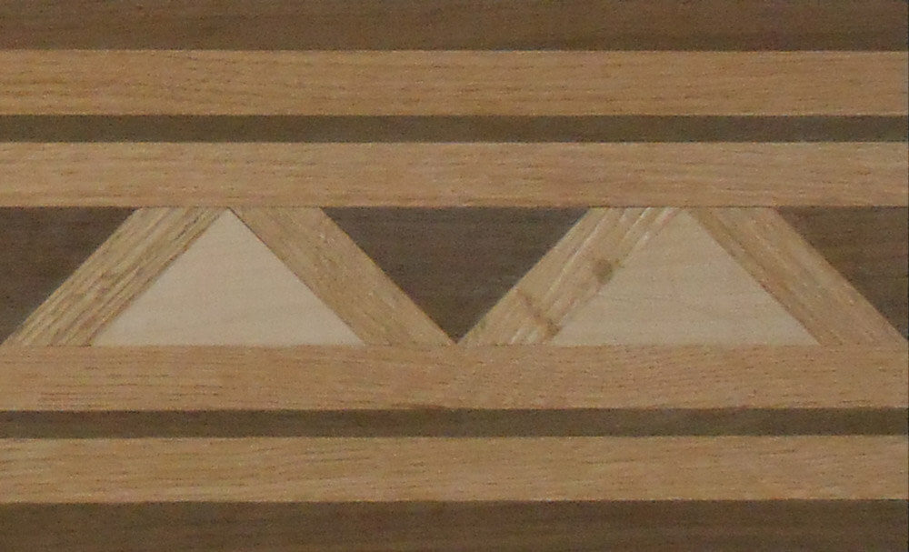 Custom Geometric Triangles Wood Border Close-Up | Floor Border