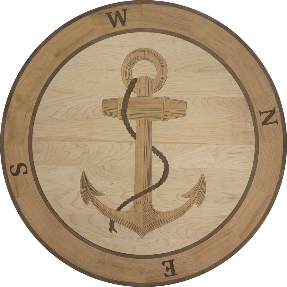 Custom Anchor Compass Wood Medallion | Floor Medallion