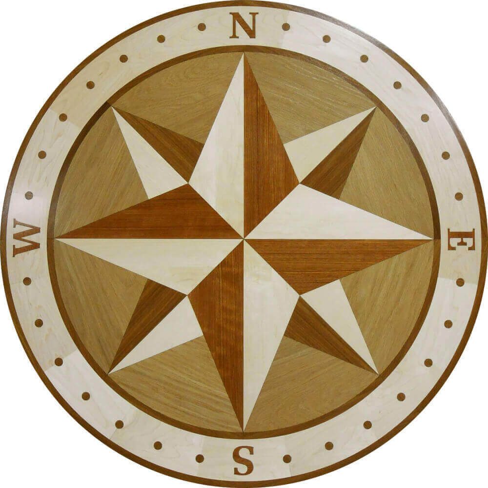 Custom Brant Point Compass Wood Medallion 3 | Floor Medallion