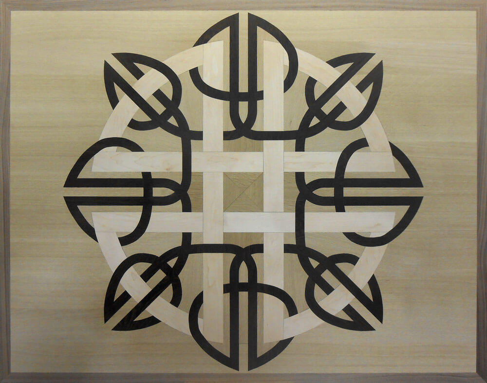 Custom Celtic Symbol Wood Medallion | Rectangular Floor Medallion