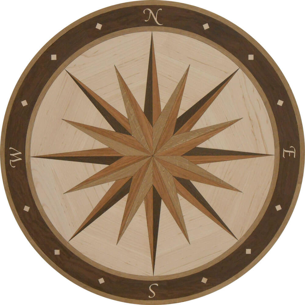 Custom Chatham Compass Wood Medallion 2 | Floor Medallion