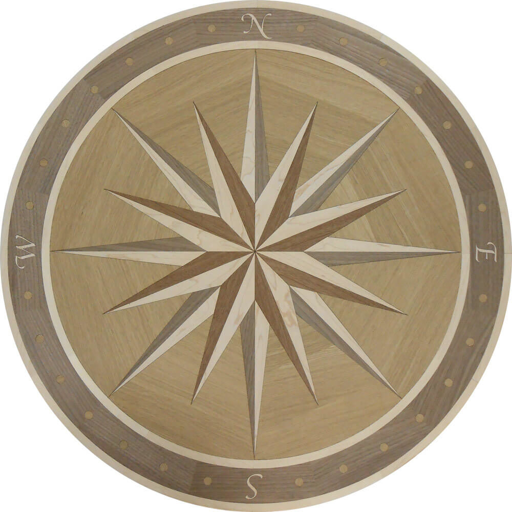 Custom Chatham Compass Wood Medallion | Floor Medallion