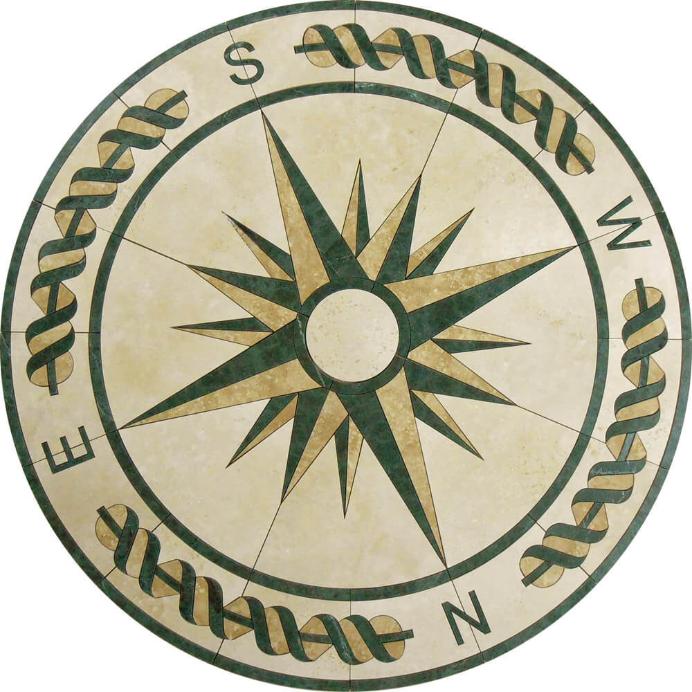 Custom Delphinus Compass Stone Medallion | Floor Medallion