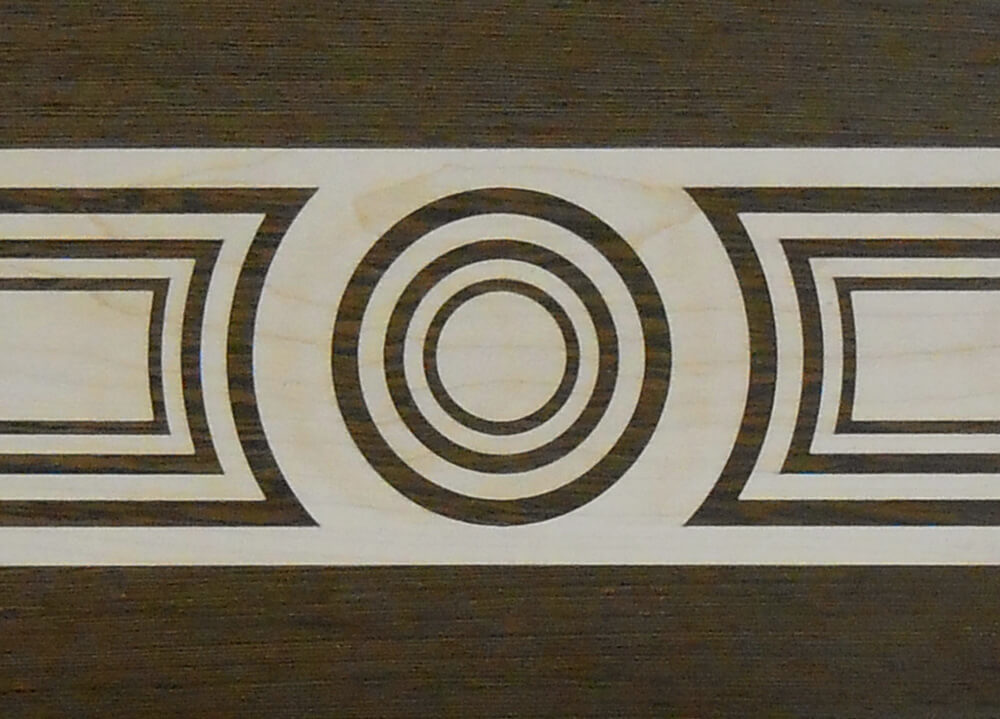 Custom Diamond Wood Border with Circle Up-Close | Floor Border